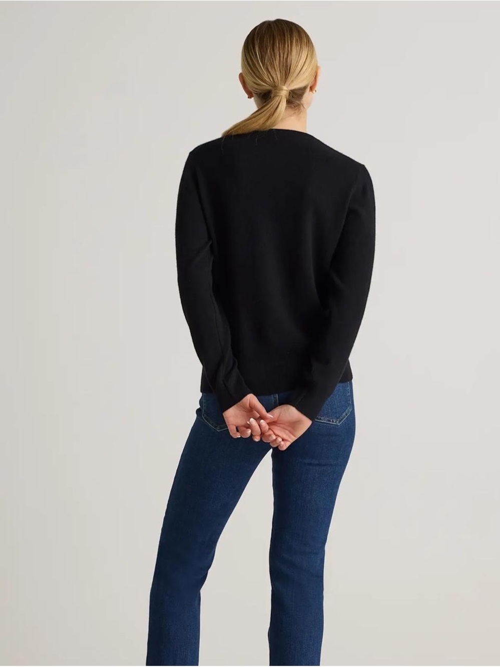 Quince Mongolian Cashmere Crewneck Sweater Black 100% Cashmere Size Small - Picture 2 of 8